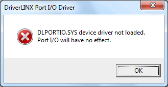 DLPortIO Error Message